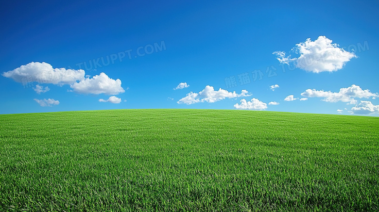 绿色蓝天白云草地风景图片