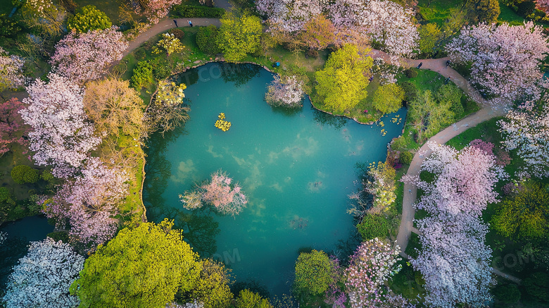 春季自然俯视视角风景图片