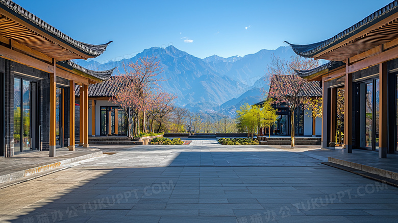 春季中国风庭院风景图片