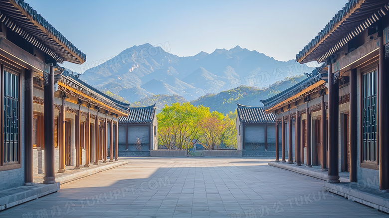 春季中国风庭院风景图片