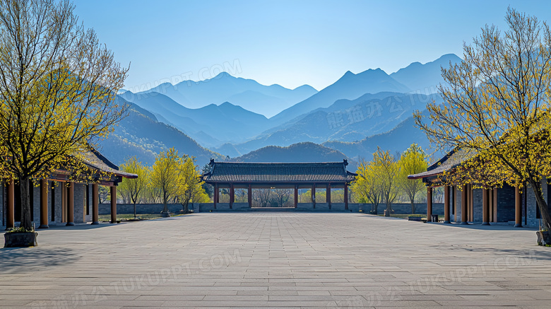 春季中国风庭院风景图片