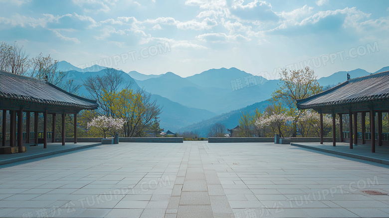 春季中国风庭院风景图片