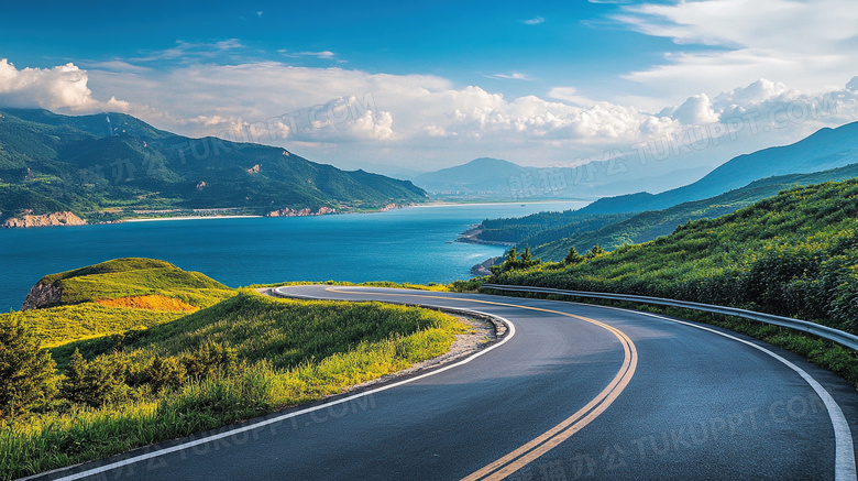 公路春天自然风景美景图片