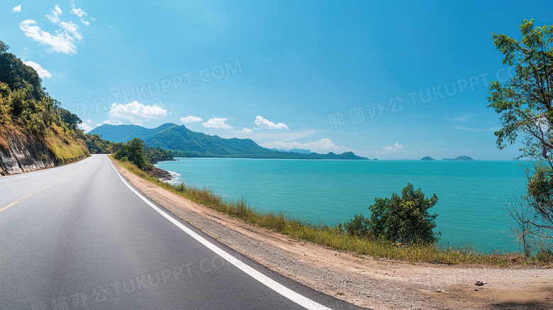 海边高速公路路面道路图片