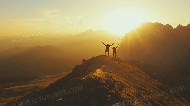 人物登山剪影风景唯美风光图片