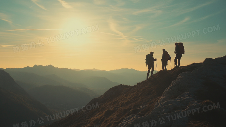 人物登山剪影风景唯美风光图片