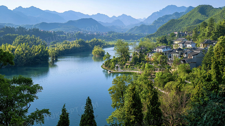 大自然山水古建筑风景图片