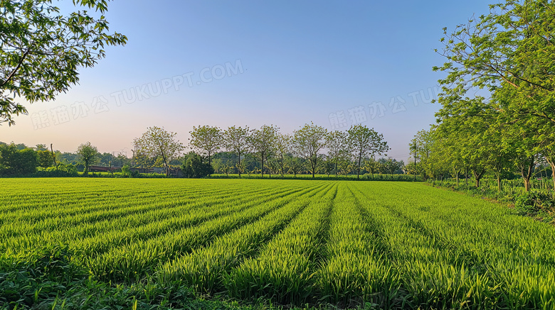 一片绿油油的田野风景图片