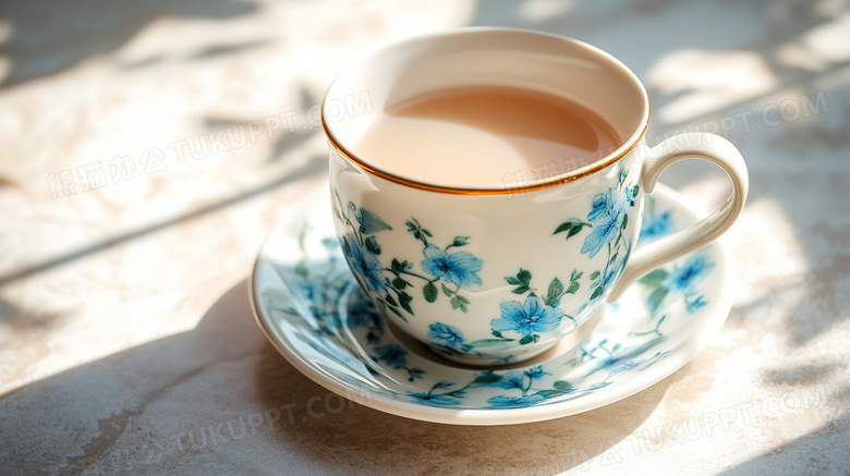 桌面上一杯红茶奶茶茶饮下午茶图片