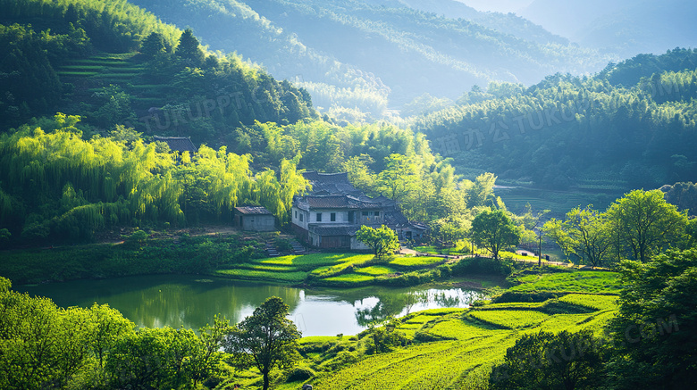 春天的乡村田园风光图片