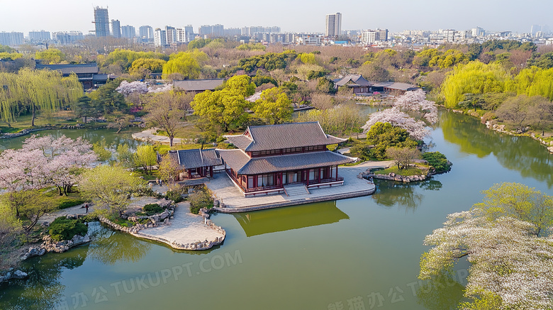 春天湖畔景色图片