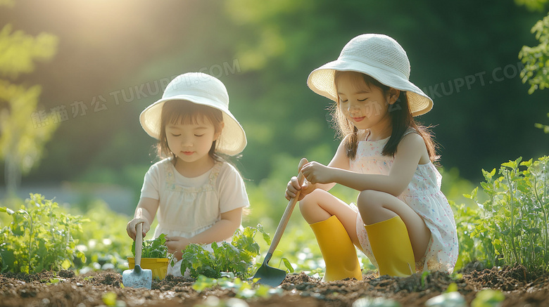 植树节人物植树小孩植树图图片