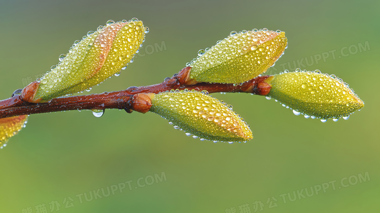 春天树枝枝条萌芽图片