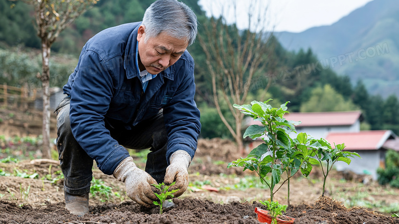 植树节户外种树的人图片