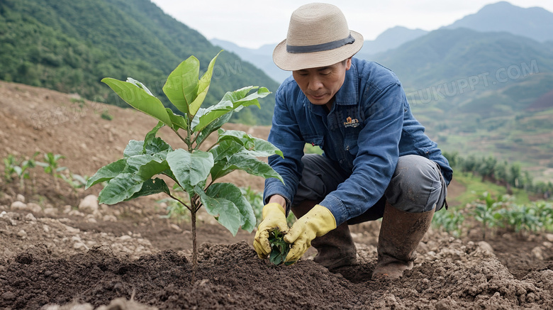 植树节户外种树的人图片