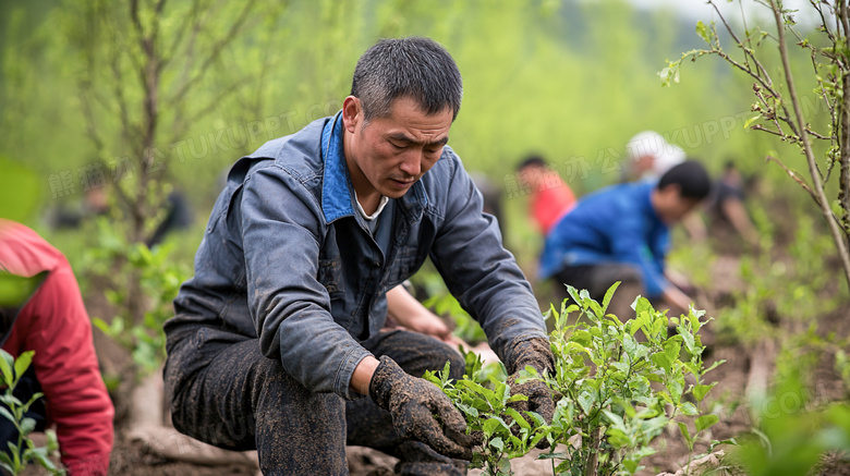 植树节户外种树的人图片