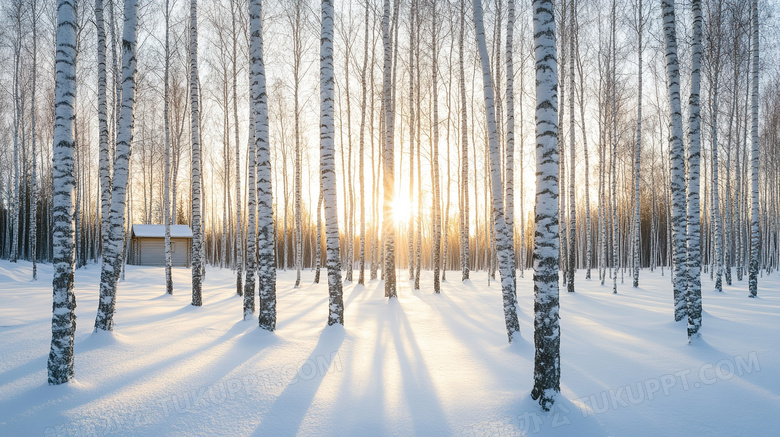 芬兰森林雪景图片