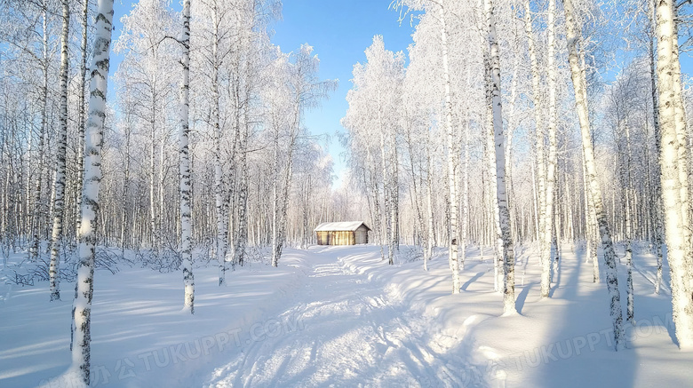 芬兰森林雪景图片