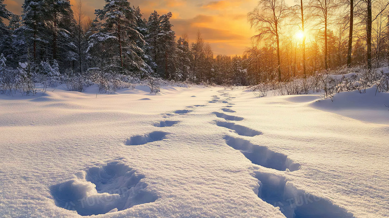 芬兰森林雪景图片