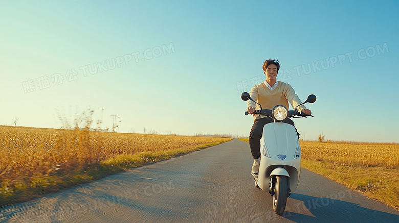 男子骑小电驴电瓶车图片