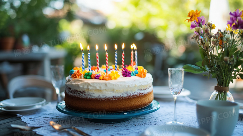 餐桌生日宴生日蛋糕生日蜡烛图片