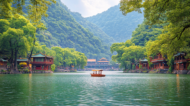 春天户外西湖美丽的景色图片