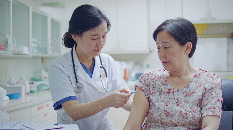 医生帮中年女人打针图片