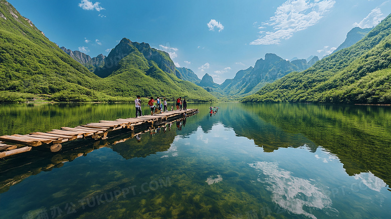 湖面木桥风景图片