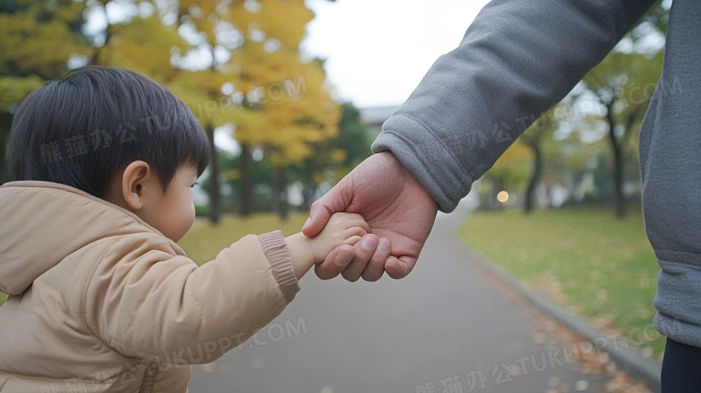 父子手牵手手部特写图片