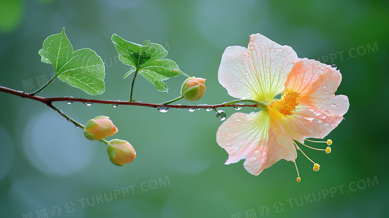 下雨天大自然植物花卉雨滴水滴特写图片