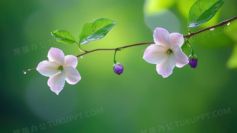 下雨天大自然植物花卉雨滴水滴特写图片