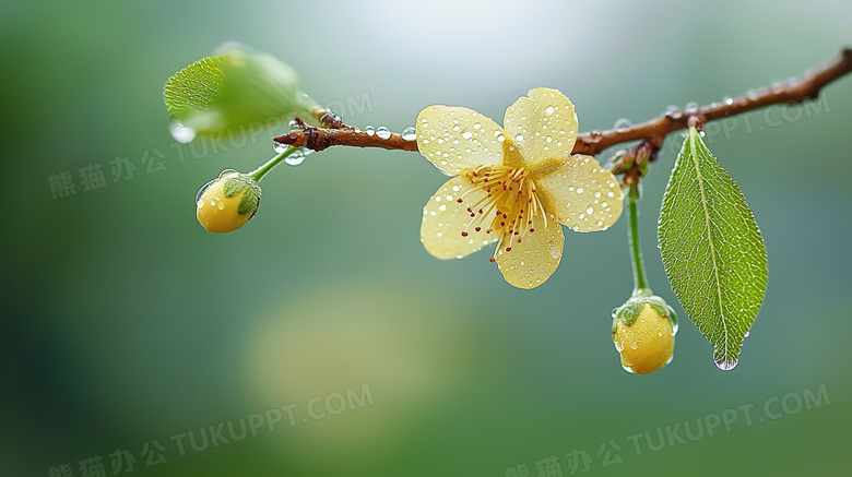 下雨天大自然植物花卉雨滴水滴特写图片