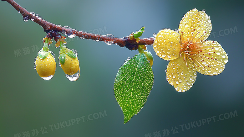 下雨天大自然植物花卉雨滴水滴特写图片