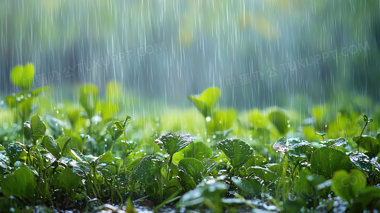 雨季大自然绿叶植物特写图片