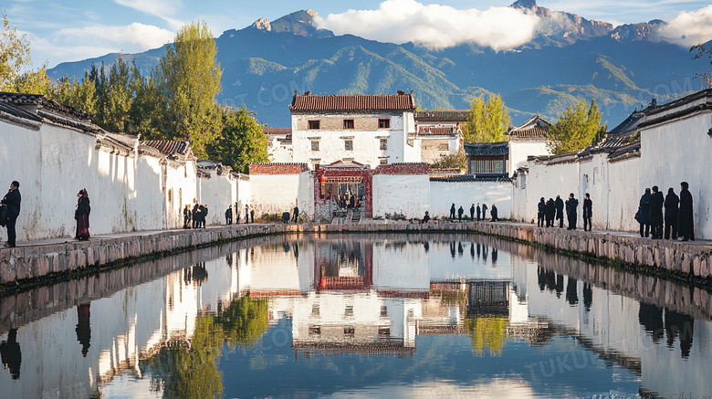 中国传统徽式建筑风景图片