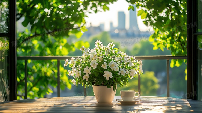 简约阳台绿植盆栽装饰图片