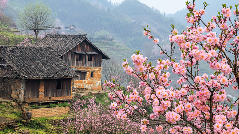 桃花局部场景图片