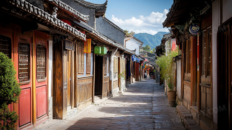 古镇石板路街头道路图片