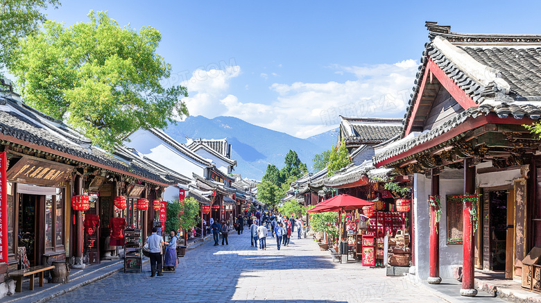 古镇石板路街道街头图片