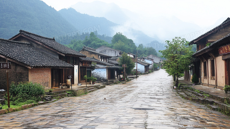 古镇石板路场景图片