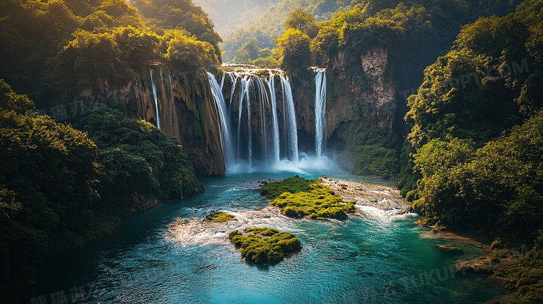 大自然瀑布河流山水美景图片