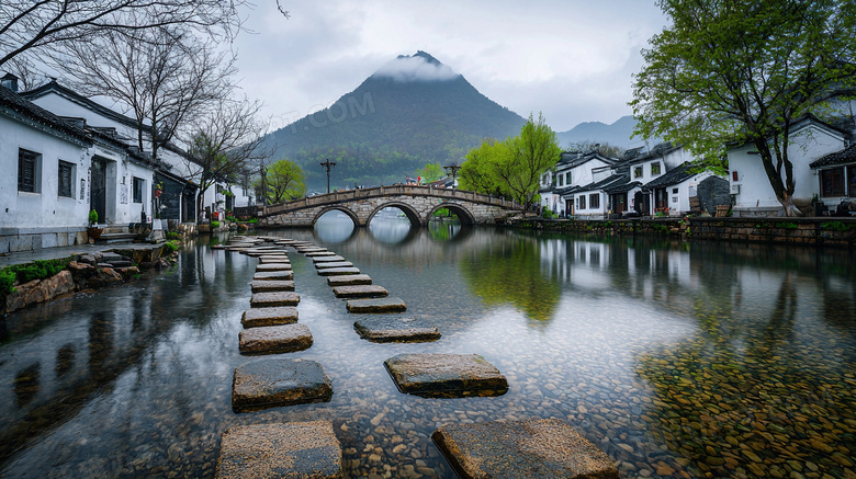 江南小镇水乡建筑风景图片