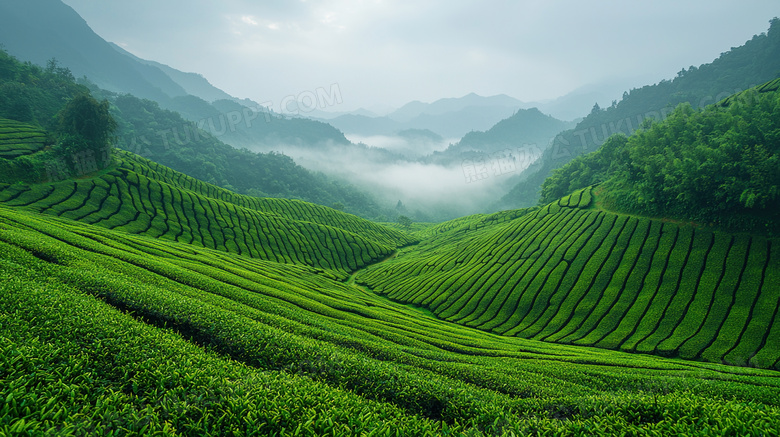 绿油油的大山茶园图片