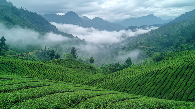 绿油油的大山茶园图片