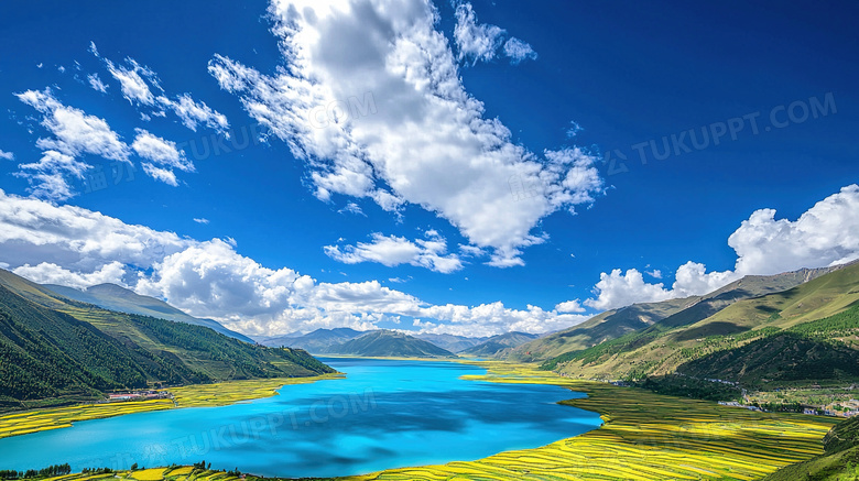 蔚蓝天空唯美湖海自然风景图片