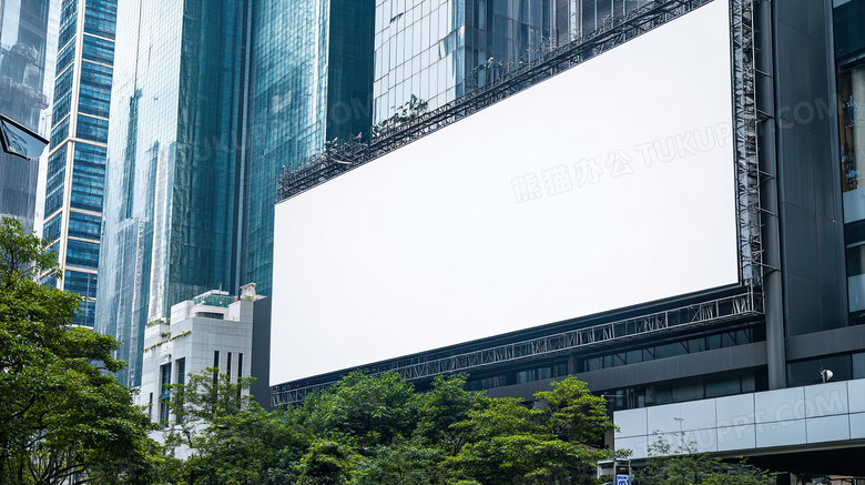 高楼旁的大型空白广告牌图片