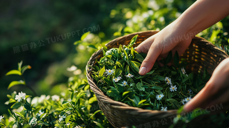 茶道传统茶文化采茶叶图片