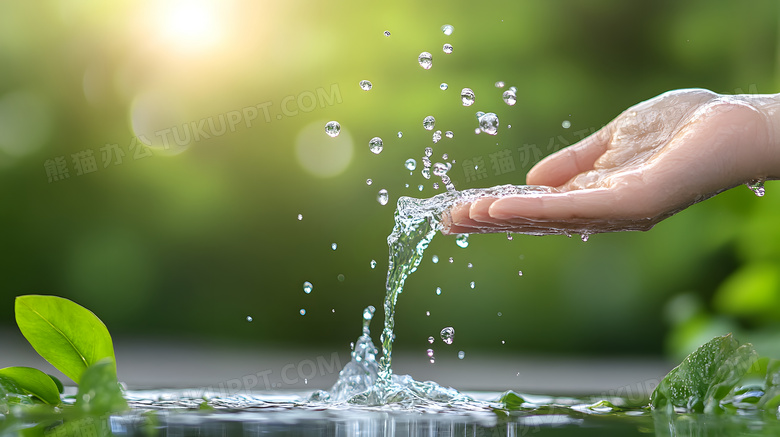 水节约用水用手接水拨水泼水玩水图片