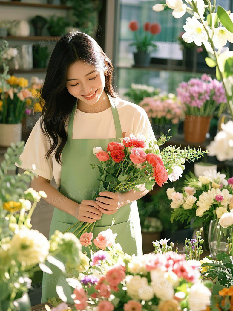 一个女性花艺师图片