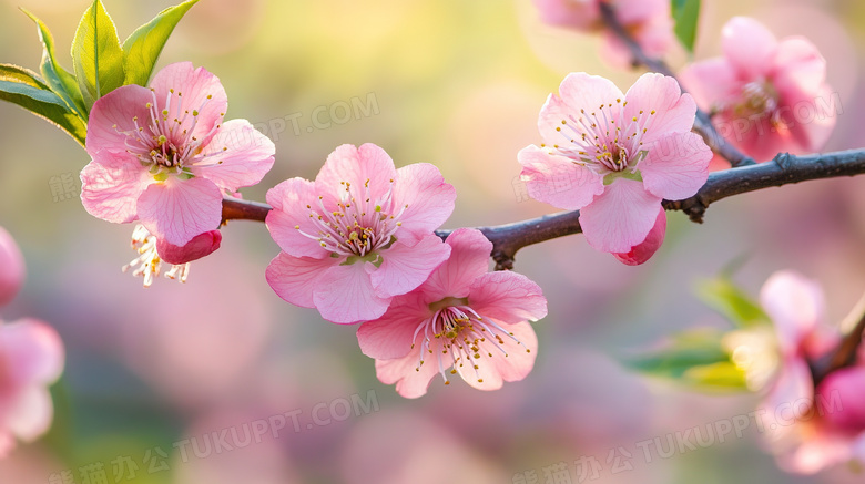 春天桃花盛开特写图片